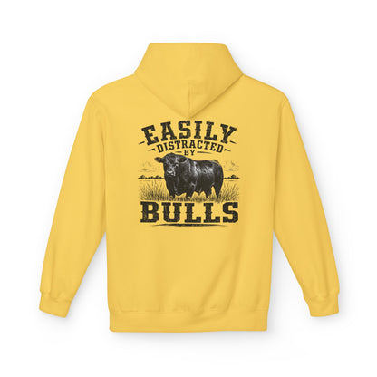 Hoodie - 'Easily Distracted by Bulls' Ranch Animal Lover Pullover