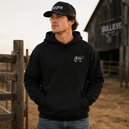 Bullieve Ranch Logo Hoodie — Western Cattle Rancher Sweatshirt