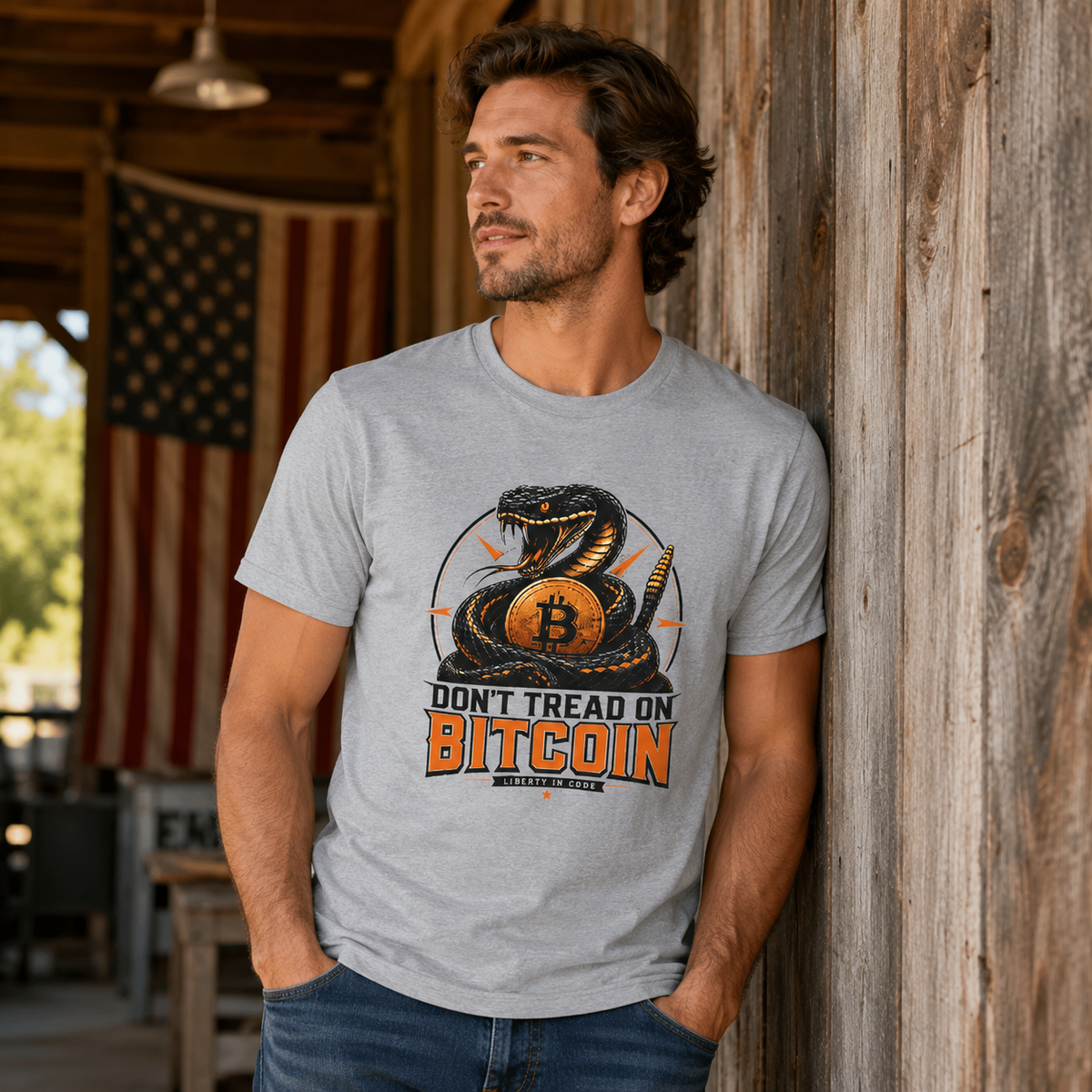 Bitcoin Snake T-Shirt — "Don't Tread On Bitcoin" Crypto Graphic Tee