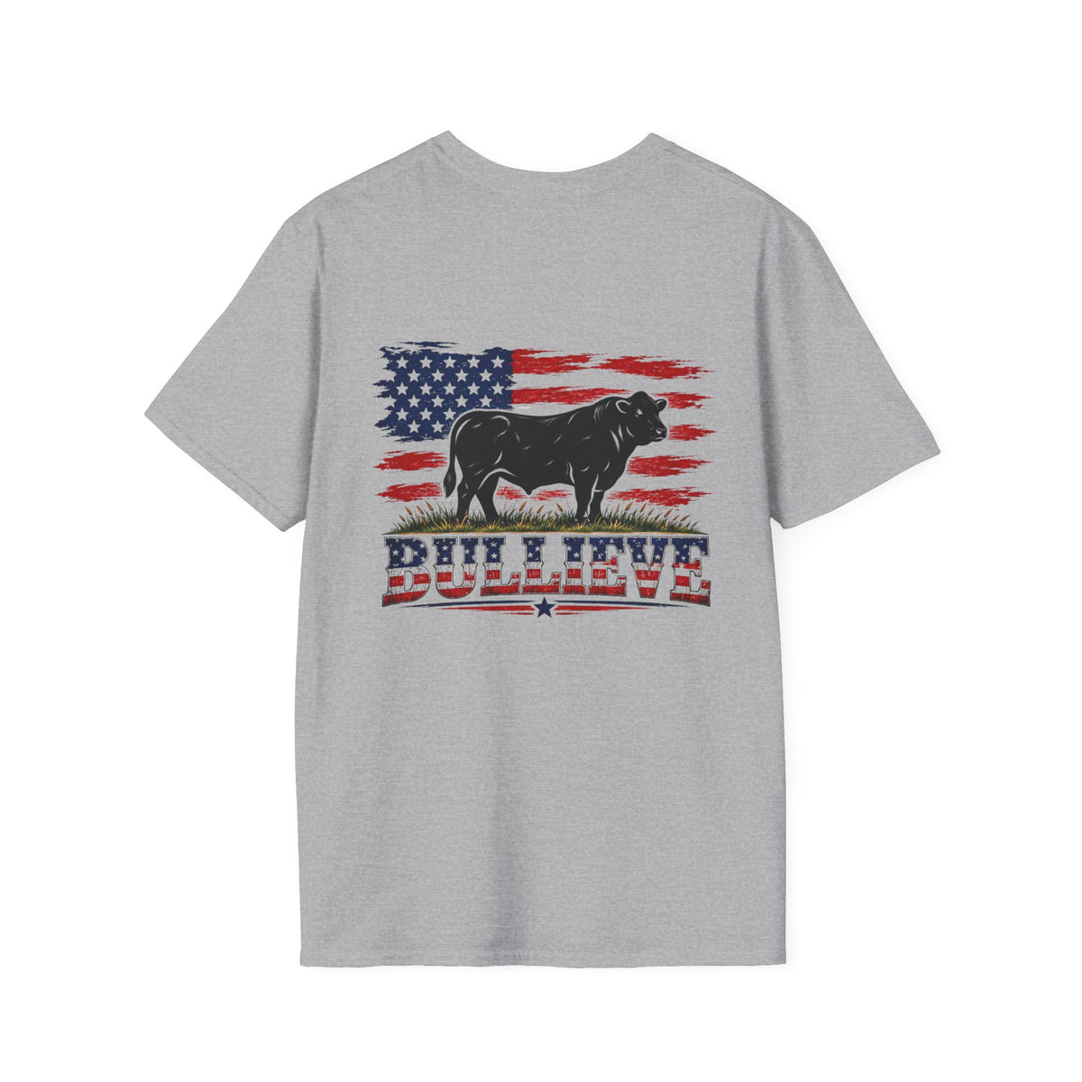 BULLIEVE American Bull Flag Tee – Patriotic Front and Back Graphic Shirt