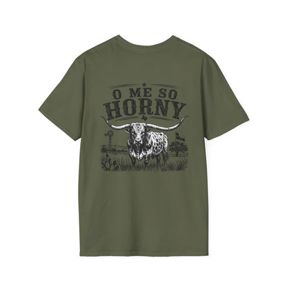 T-Shirt — 'O Me So Horny' Cowboy Bull Graphic Tee