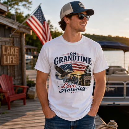 On Grandtime American Flag Eagle T-Shirt | Grand Lake O' The Cherokees