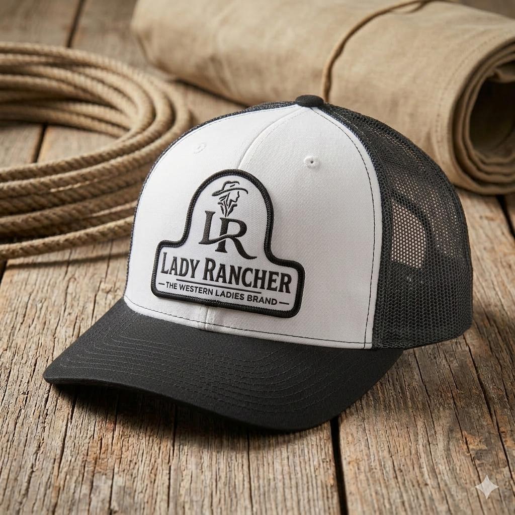 Lady Rancher Black & White Western Trucker Hat