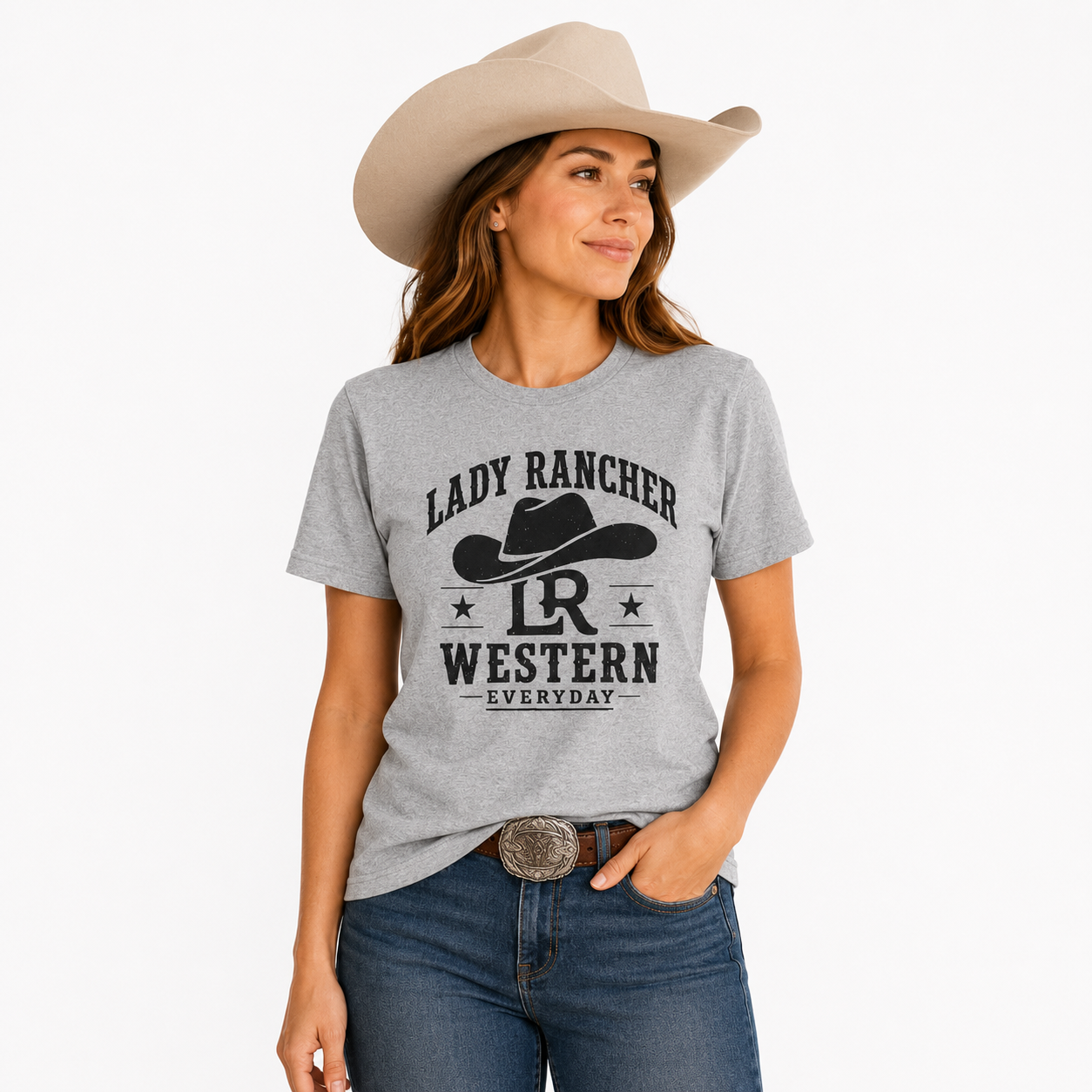 Lady Rancher logo cowboy hat T-Shirt | Western Everyday