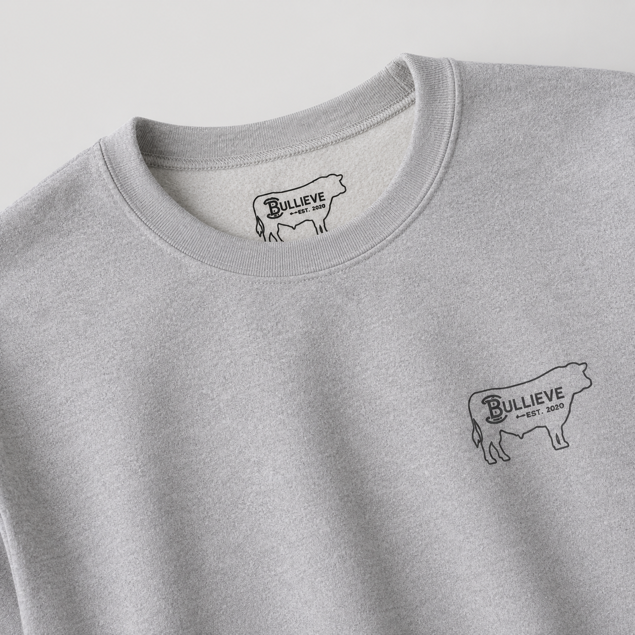Bullieve Ranch Gear Sweatshirt — Cow Silhouette Logo Crewneck
