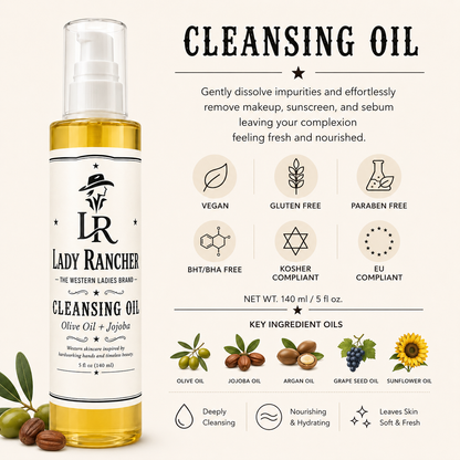 Lady Rancher Cleansing Oil | Olive Oil & Jojoba Makeup Remover Cleanser