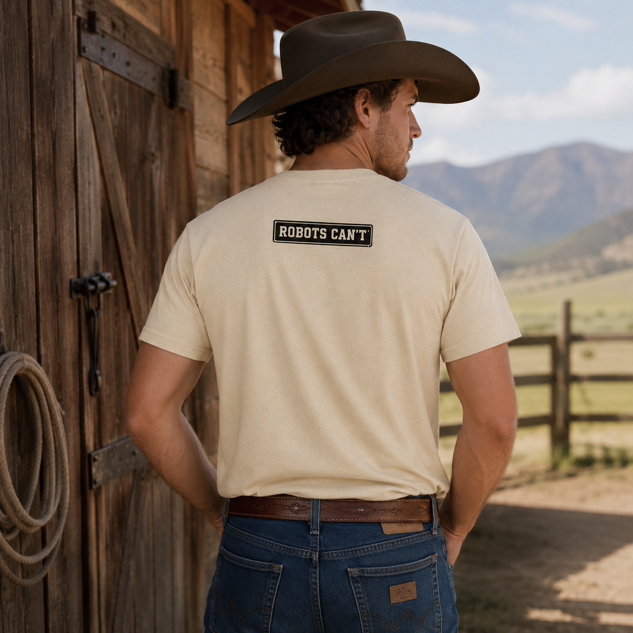 Robots Can't Yeehaw T-Shirt | Cowboy Robot Western Graphic Tee