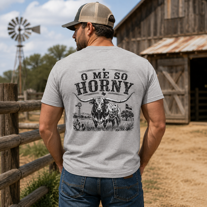 T-Shirt — 'O Me So Horny' Bull Graphic Tee